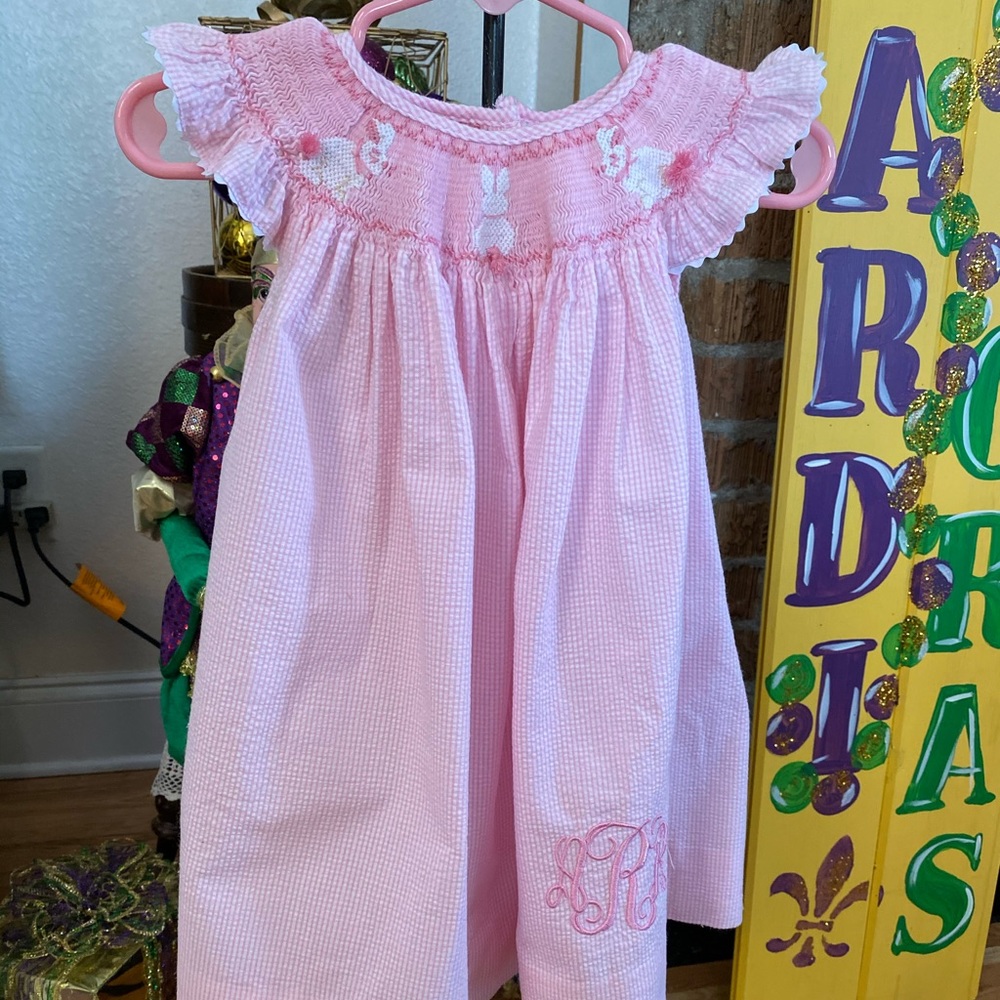 Smocked Infant Girls Dress ARR sz 6M